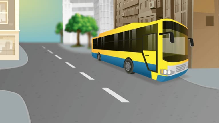 De persoanele care traversează strada prin spatele autobuzului.