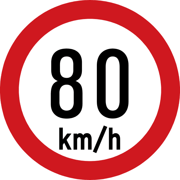 Viteza maximă este de 80 km/h.