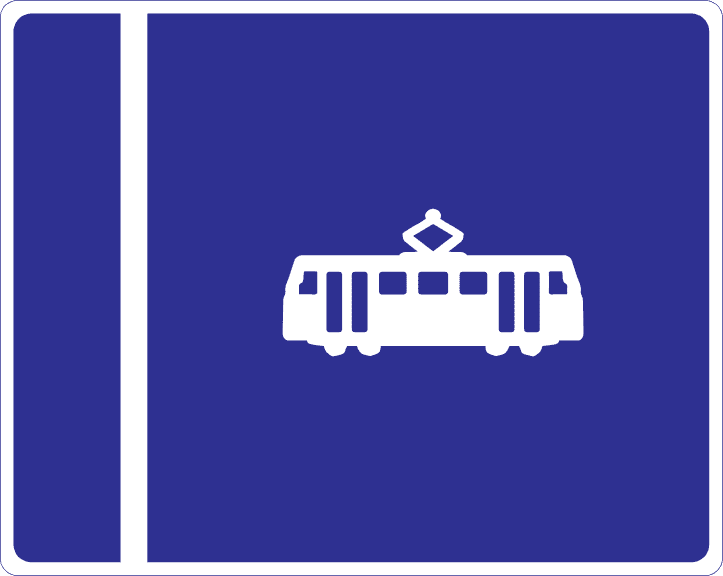 Bandă pentru tramvai pe partea dreaptă.